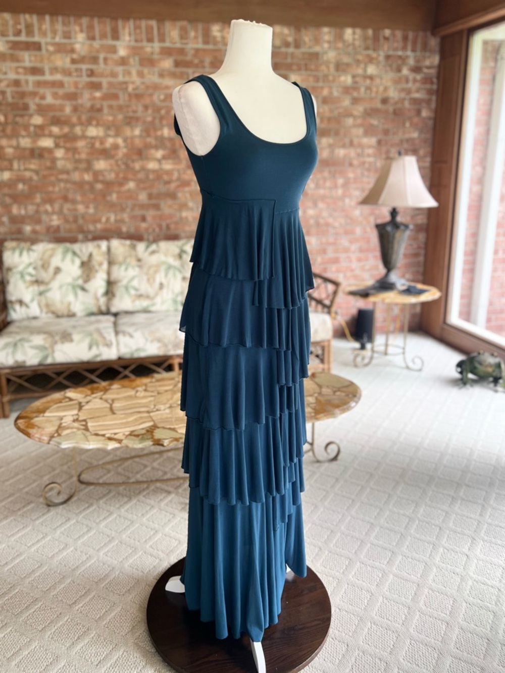Soft Surroundings Dominique Maxi Dress Blue Layered Tiered Knit Sleeveless XS - Picture 11 of 14